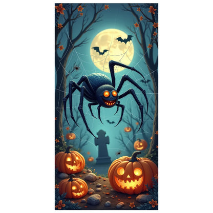 Halloween Door Banner – Scary Moon Night & Cemetery Scene