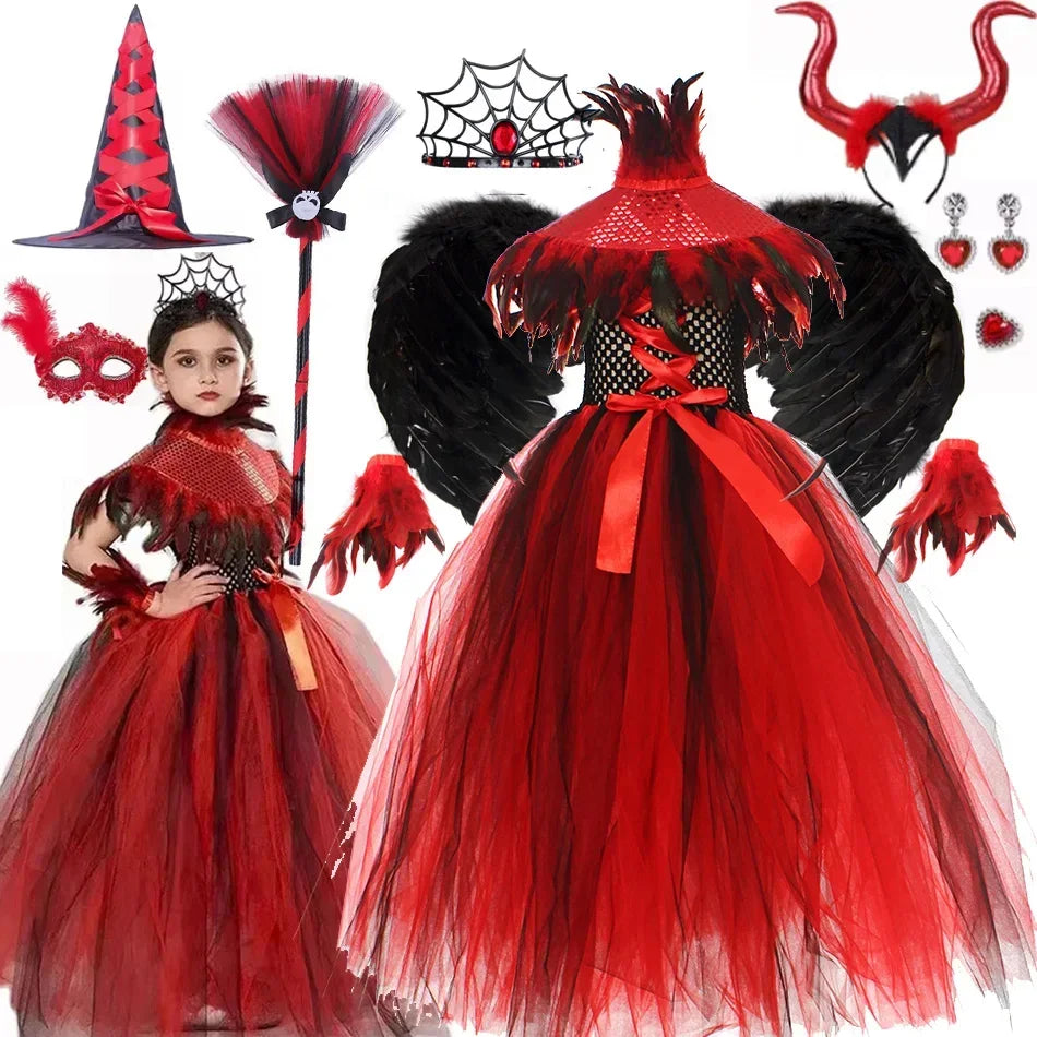 Halloween Gothic Mesh Dress – Kids Vampire Cosplay