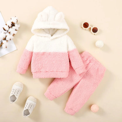 Toddler Fluff Hooded Outfit – 2PCS Set