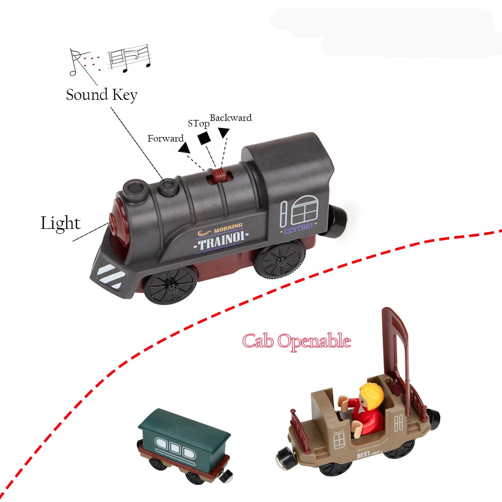 Electric Train Toy Set - Fits Standard Wooden Tracks & Railway Systems