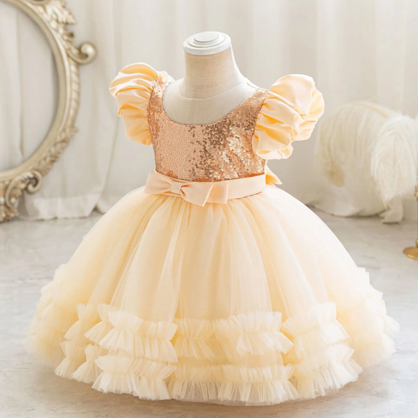 Girl Party Dress – Lace Bow Wedding Gown