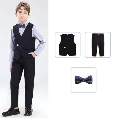 Boys' Formal Wedding Suit Set – Blazer, Vest, Shirt & Pants (Ages 4–12)