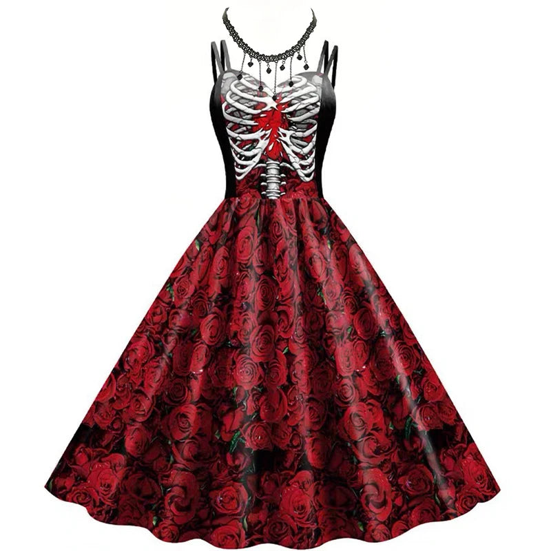 Scary Witch Skull Dress – Halloween Cosplay Outfit