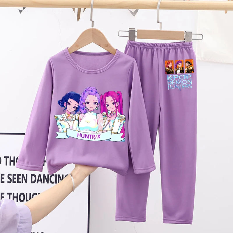 Kawaii Kpop Demon Hunters Girls Nightgown – Cozy Autumn Sleepwear