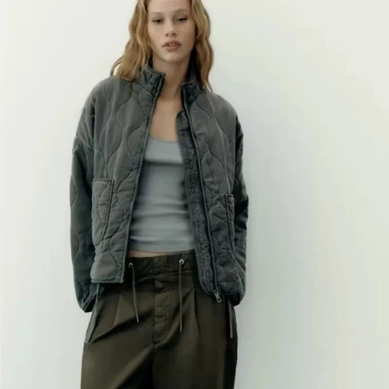 High Collar Quilted Coat – Retro Meets Modern