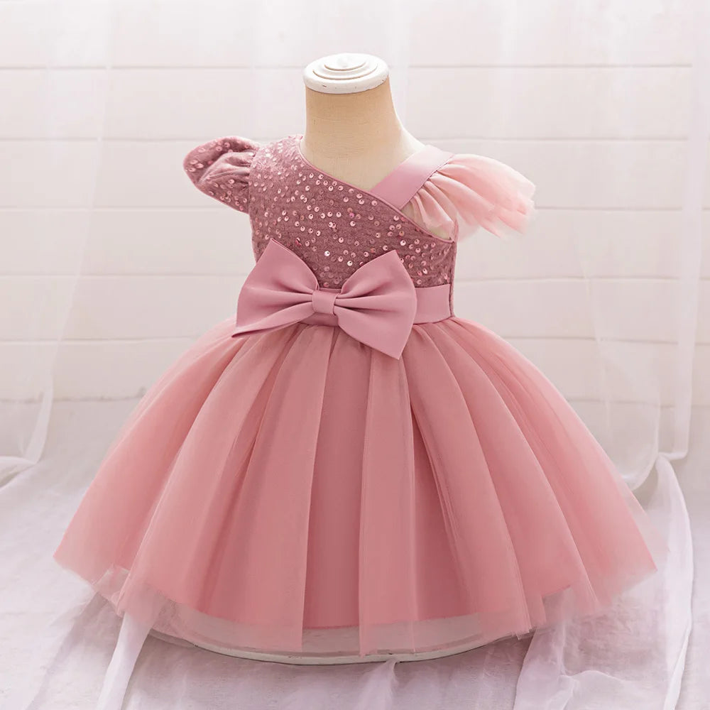 Cute Fly Sleeve Baby Girl Birthday Outfit