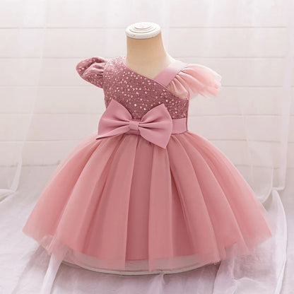Cute Fly Sleeve Baby Girl Birthday Outfit
