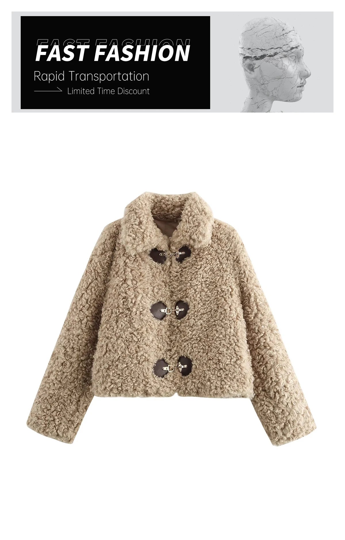 Chic Flip Collar Winter Jacket for Women