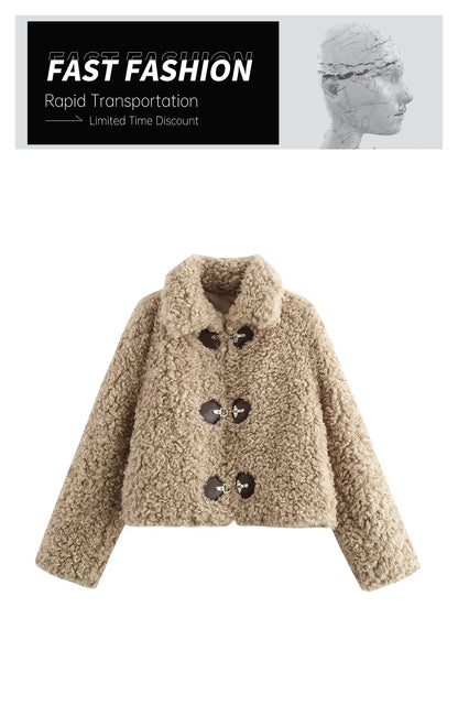 Chic Flip Collar Winter Jacket for Women