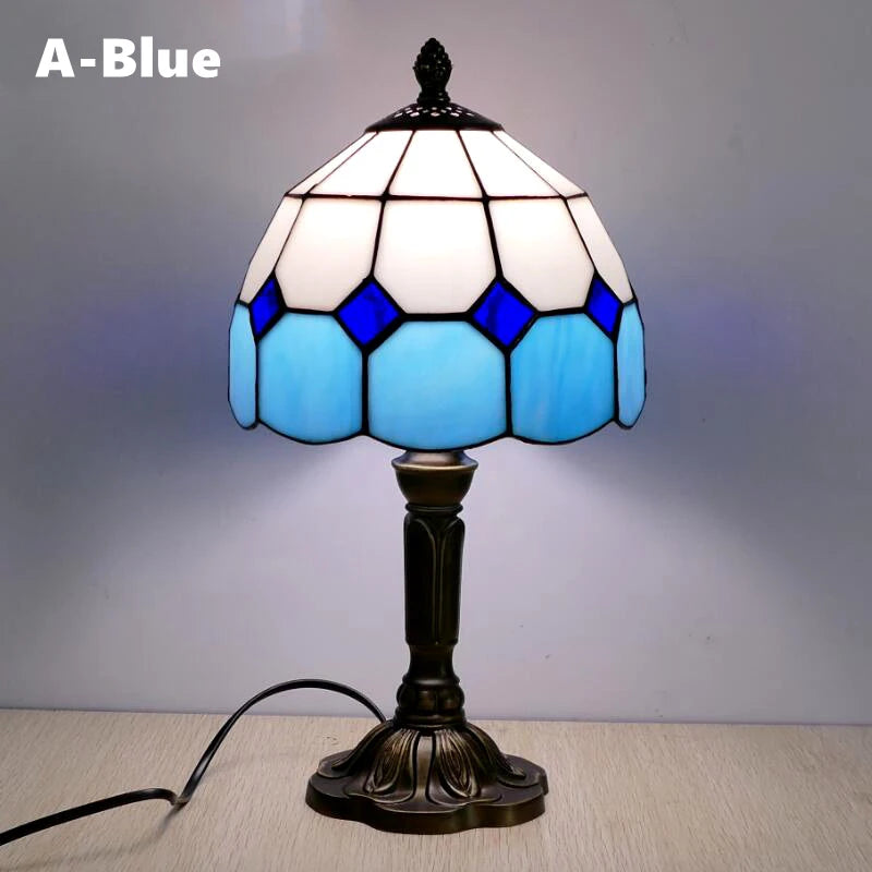 Table Lamp: E27 Stained Glass, Baroque Mediterranean Style for Bedroom & Nightstand