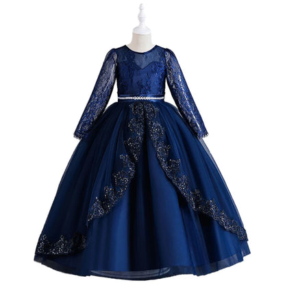Girls Evening Dress – Lace Embroidered Party Gownn