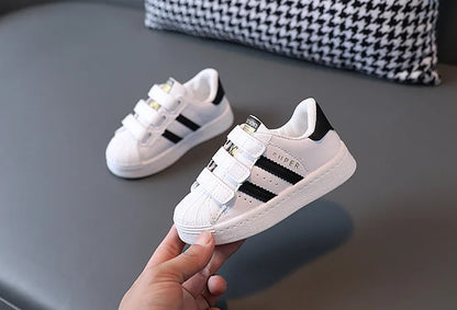 Kids' Fashion White Sneakers – Breathable & Non-Slip Comfort