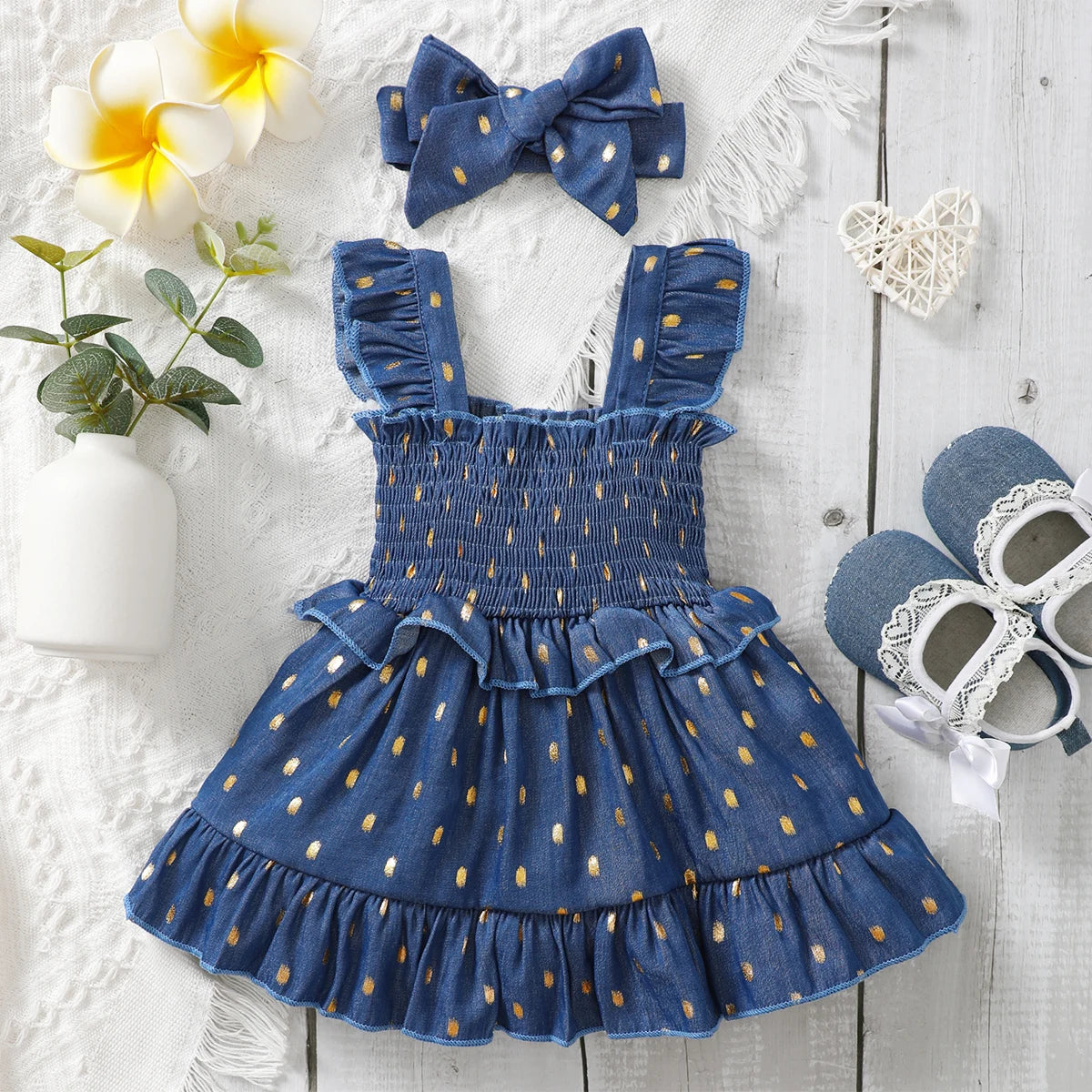 Toddler Girl Fashion Slip Dress & Headband Set