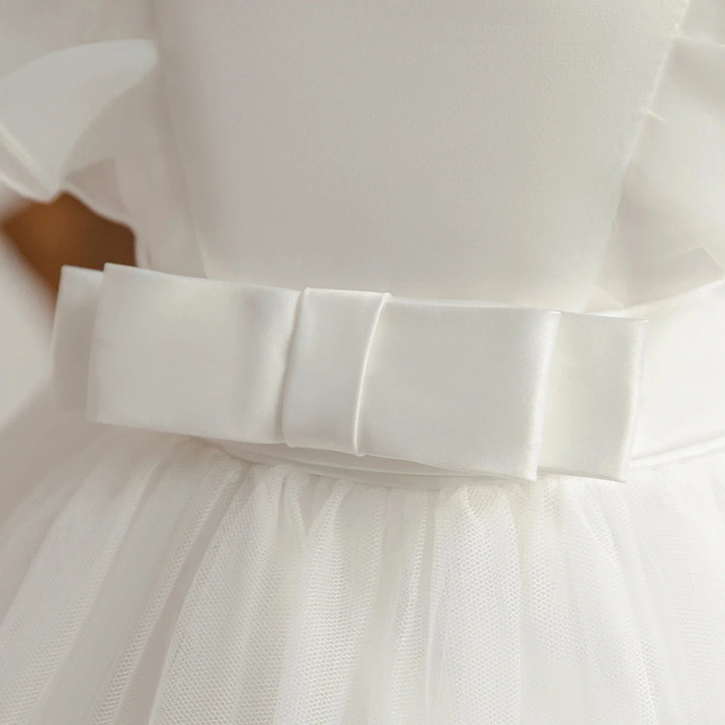 Flower Girl Party Dress with Bow & Flying Sleeves