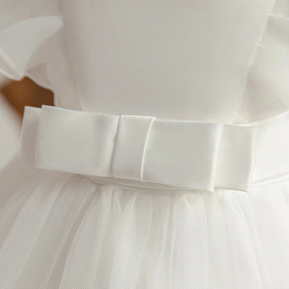 Flower Girl Party Dress with Bow & Flying Sleeves