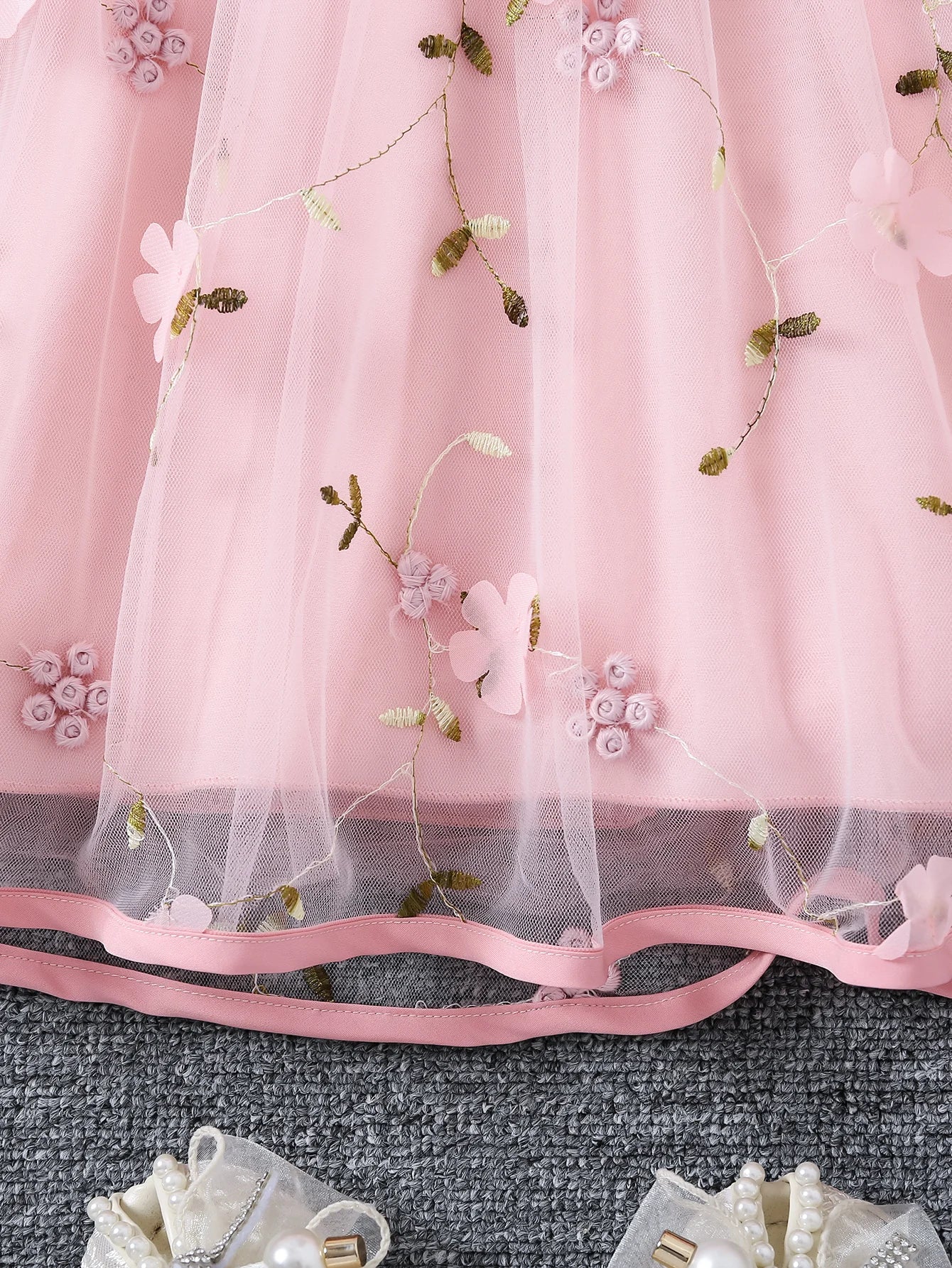 Girls' Summer Halter Dress with 3D Flowers & Bag