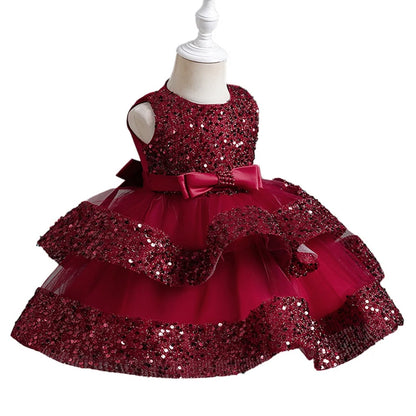 Girls’ Summer Party Dress – Sequin & Beaded Bow Detail