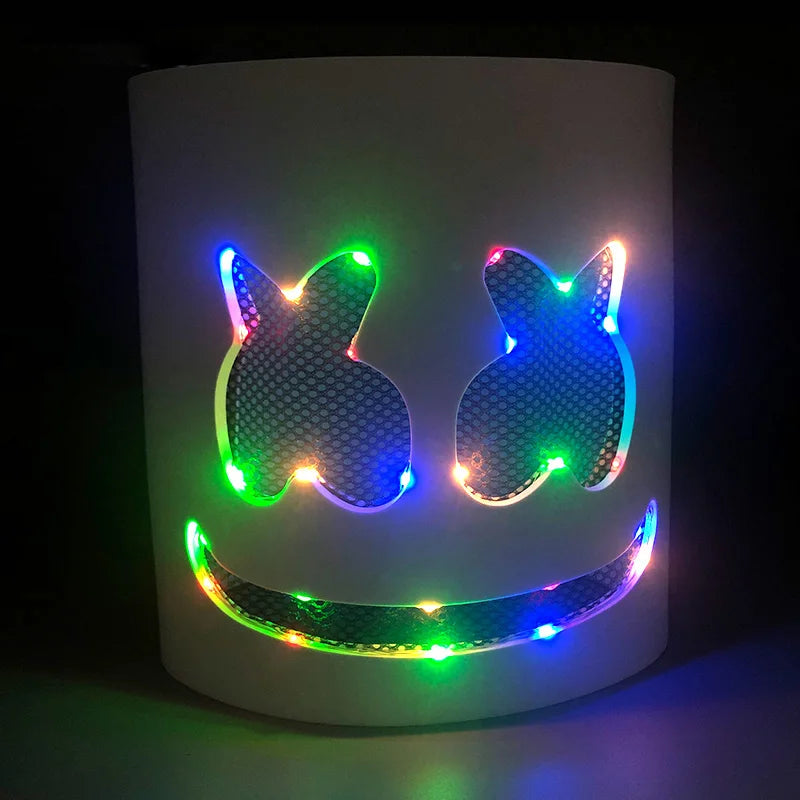 Halloween Light-Up Mask – Neon LED Marshmallow Headgear