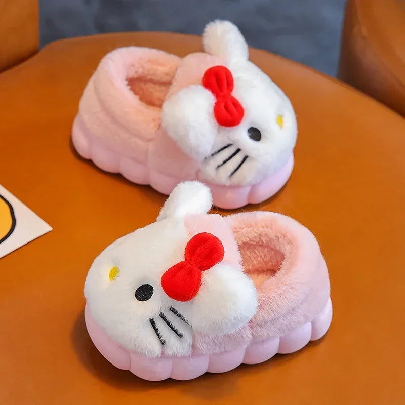 Cartoon Heel Cover Slippers – Winter Warm