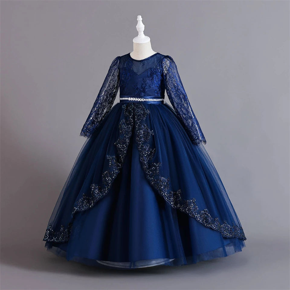 Girls Evening Dress – Lace Embroidered Party Gownn