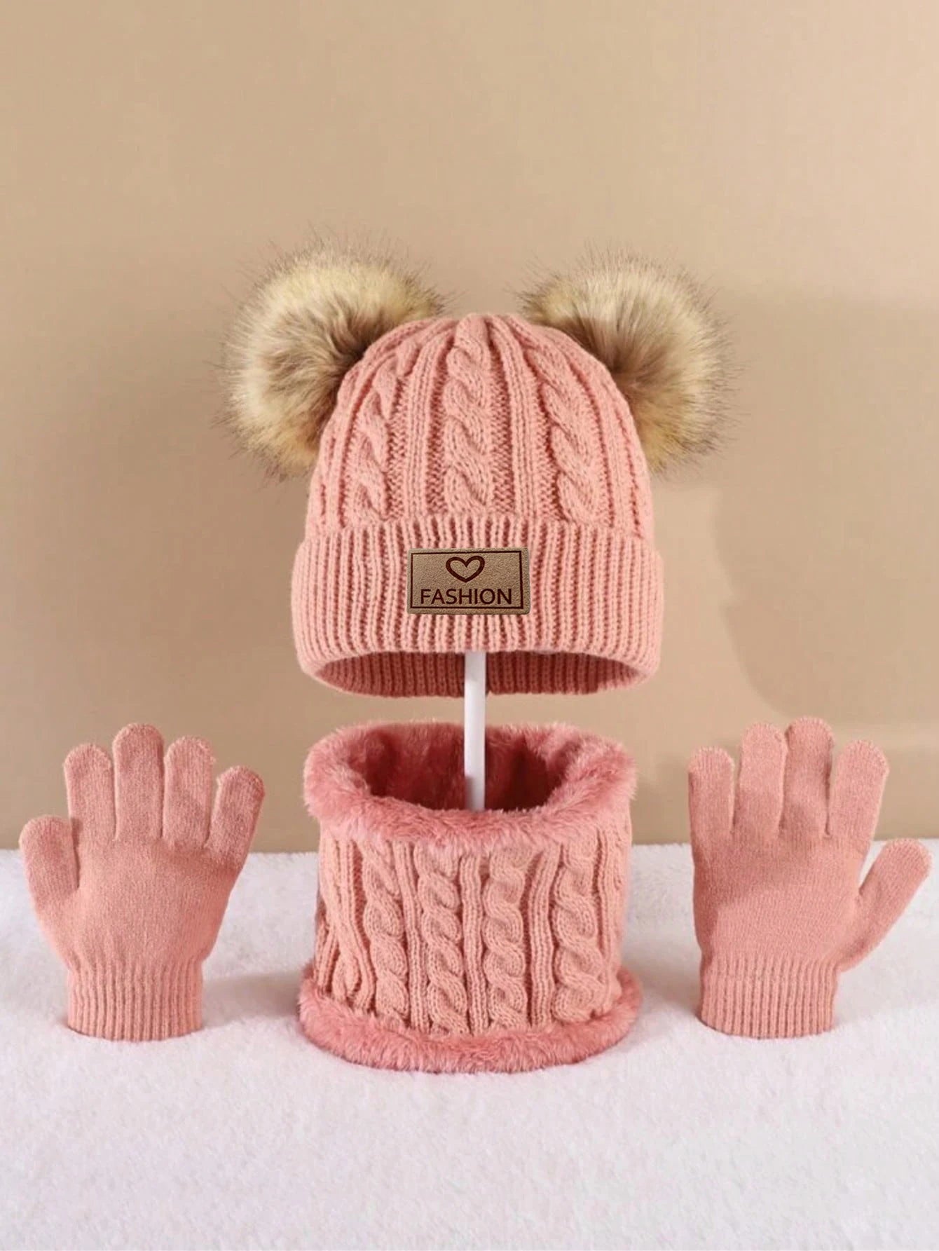 Kids 3PCS Winter Hat, Scarf & Gloves Set