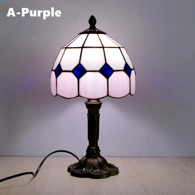 Table Lamp: E27 Stained Glass, Baroque Mediterranean Style for Bedroom & Nightstand