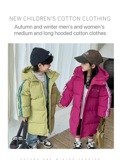 Kids' Long Cotton-Padded Jacket – Warm & Stylish