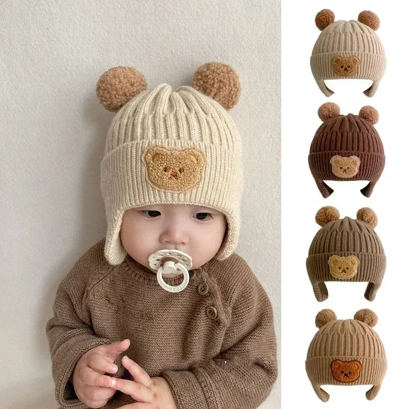 Baby Wool Hat – Cute Bear Ear Winter Knitted Cap