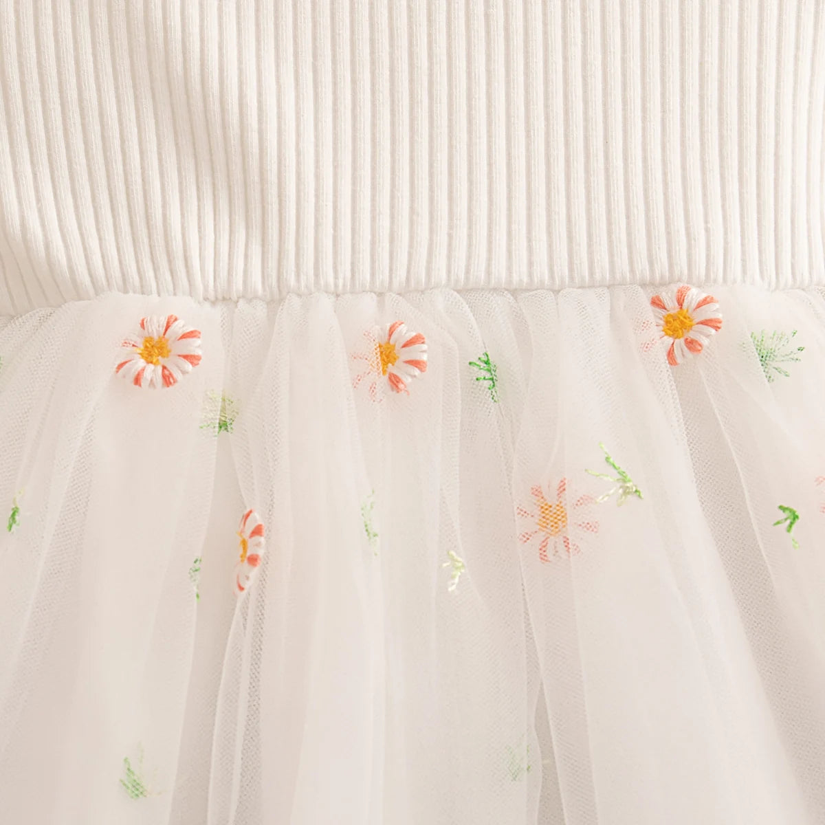 Toddler Girl Fluffy Flower Pattern Party Dress