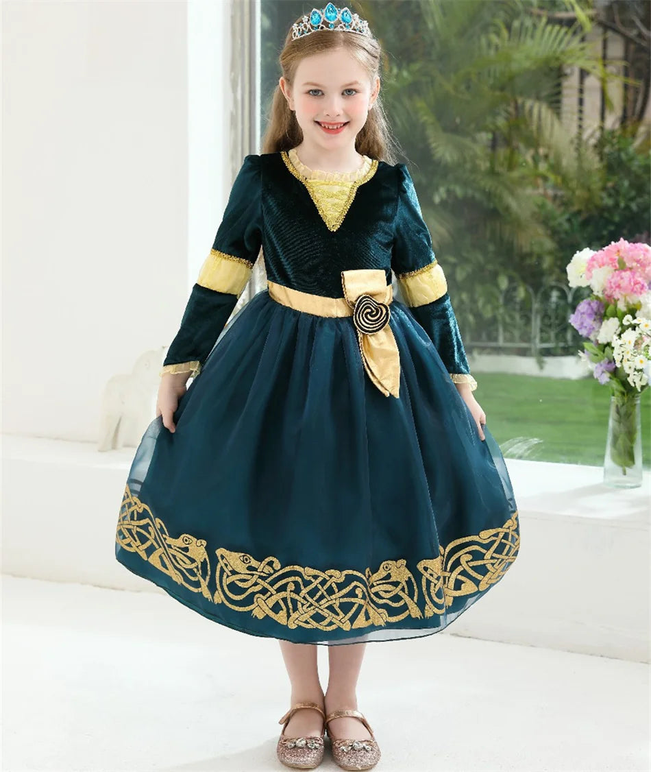 Girls’ Princess Cosplay Dress – Long Sleeve Halloween & Stage Outfit