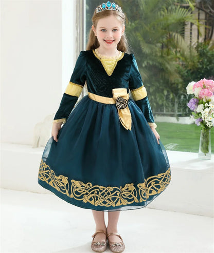 Girls’ Princess Cosplay Dress – Long Sleeve Halloween & Stage Outfit
