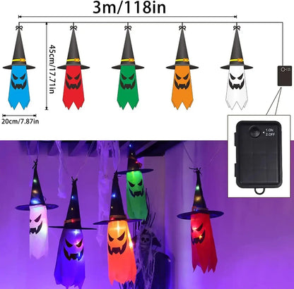 5pcs Halloween Witch Hat String Lights – Colorful LED Yard Decor