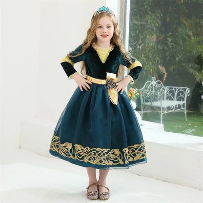 Girls’ Princess Cosplay Dress – Long Sleeve Halloween & Stage Outfit