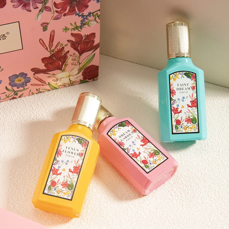 Floral Scent Perfume Gift Box: 4-Piece Set with Lasting Fragrance"