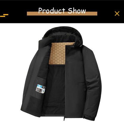 Men’s Solid Color Winter Jacket – Fleece Lined & Windproof