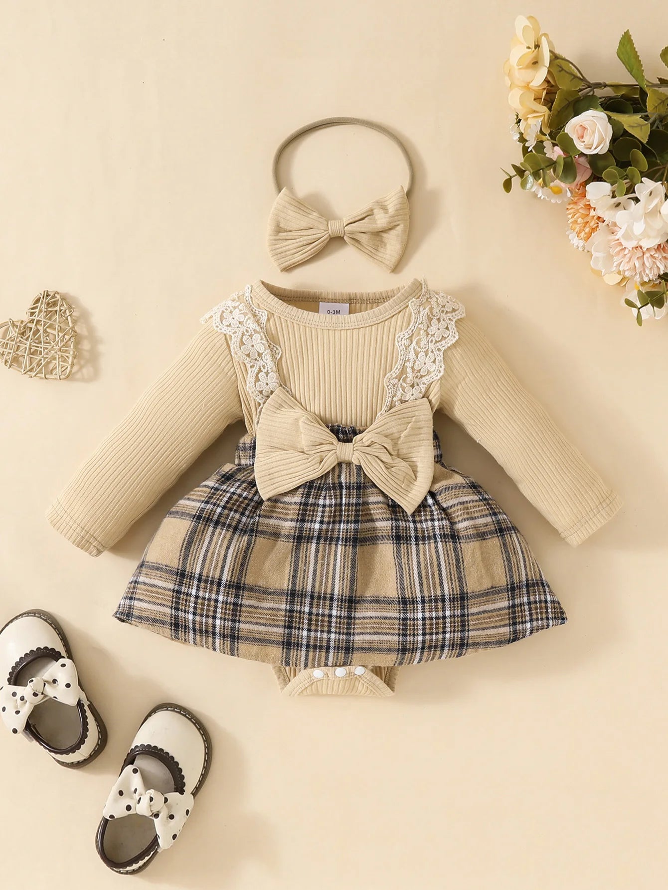 Cute Baby Girl Long Sleeve Plaid Romper