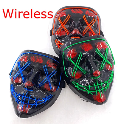 Wireless Neon LED Purge Mask – Glowing Halloween Party Mask