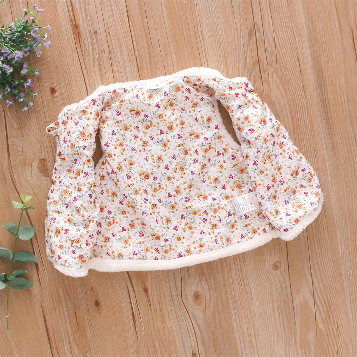 Baby Girls’ Fur Vest – Embroidered Sleeveless Coat (0–3Y)