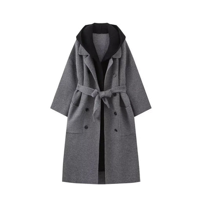 Chic Autumn Hooded Knit Coat – 2-in-1 Style