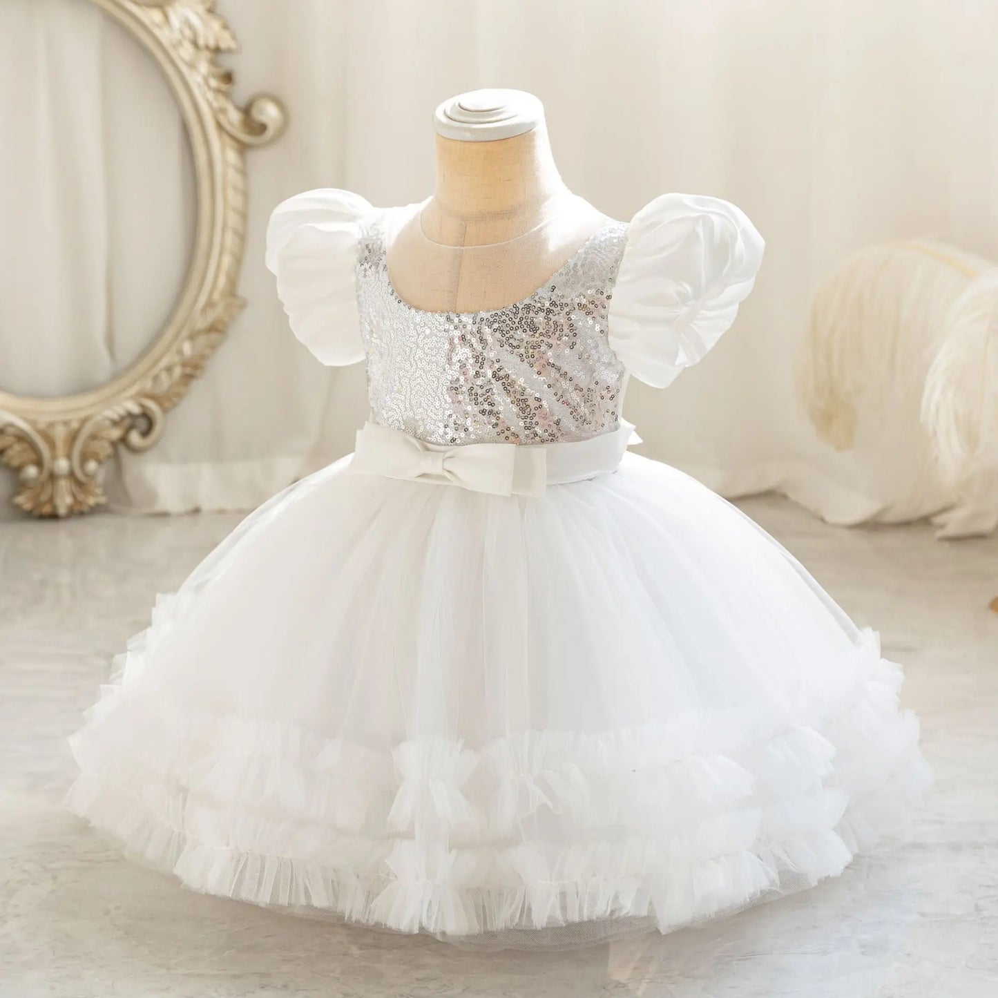 Girl Party Dress – Lace Bow Wedding Gown