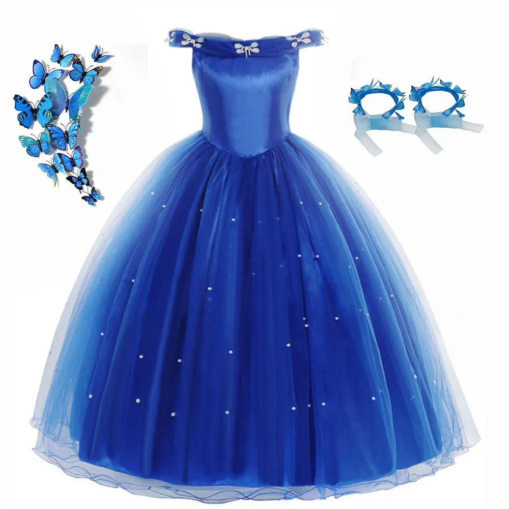 Girls Cinderella Princess Costume Dress Up Set