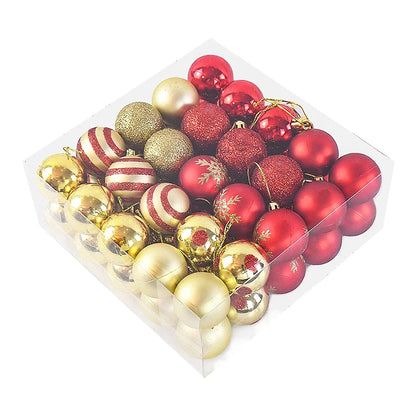 50pcs Christmas Baubles – 4cm Hanging Ornaments for Tree Décor & Holiday Gifts