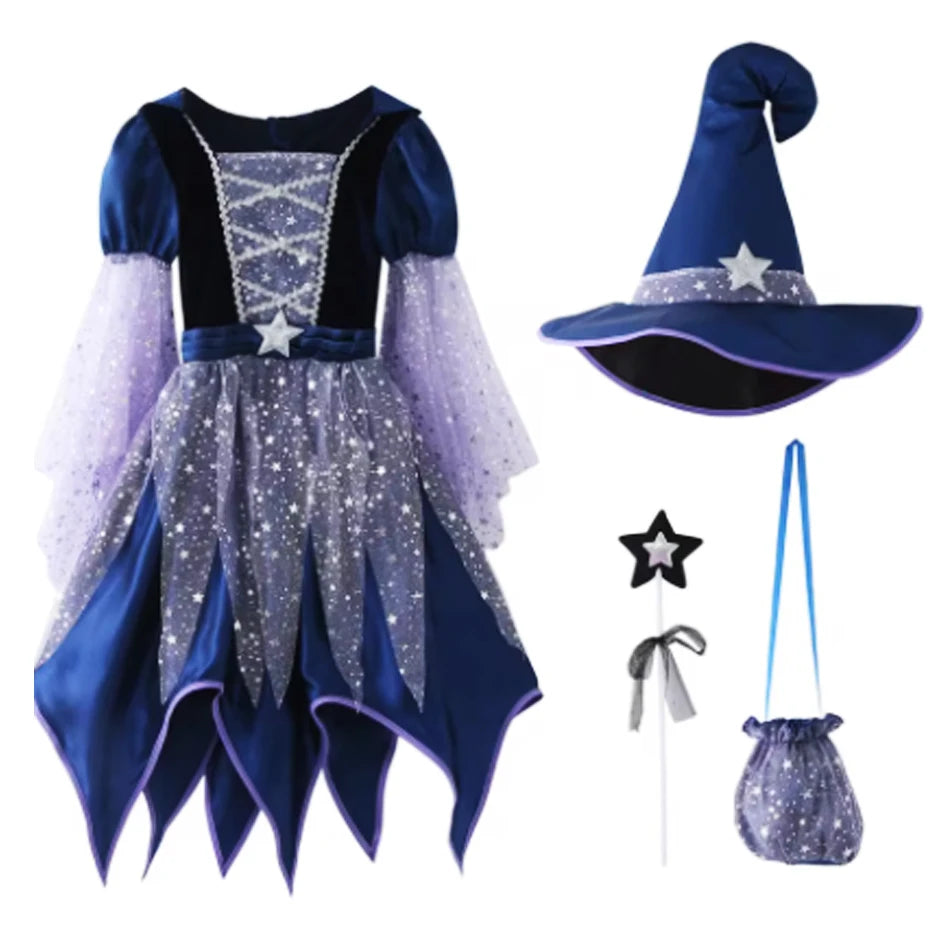 Girls Witch Dress Up Costume – Halloween Party Suit