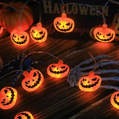 Halloween LED String Lights – Pumpkin, Ghost & Spider Web Decor
