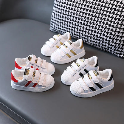 Kids' Fashion White Sneakers – Breathable & Non-Slip Comfort