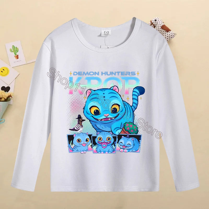 Kpop Demon Hunters Kids T-Shirt – Kawaii Cartoon Long Sleeve Top