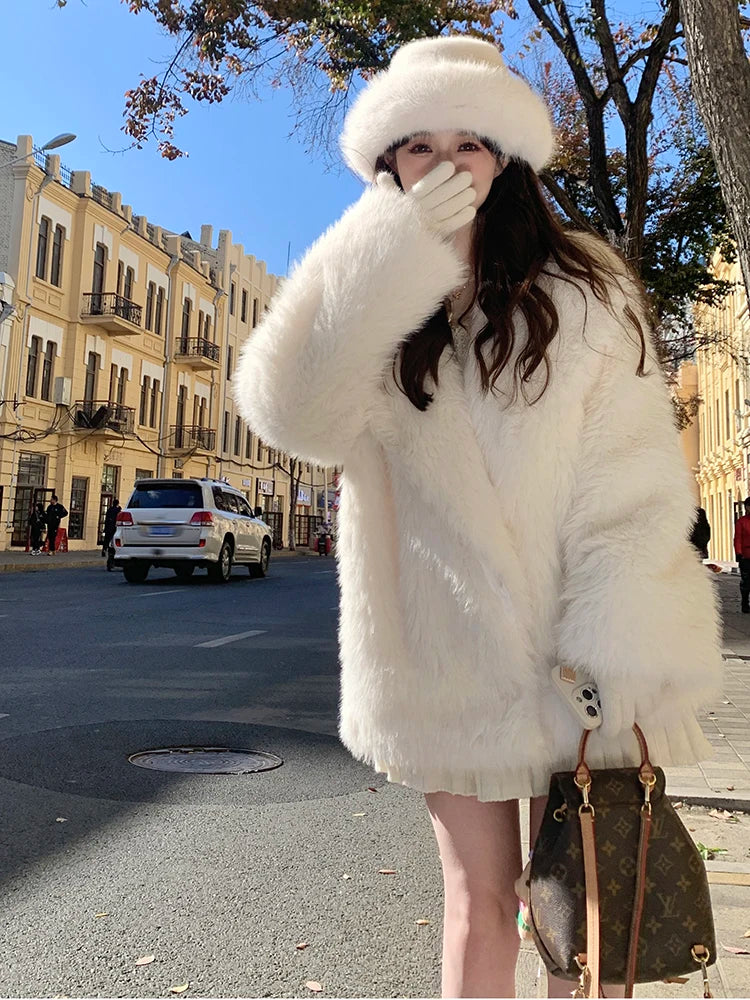 Luxury Fluffy Faux Fox Fur Jacket – Casual & Cozy