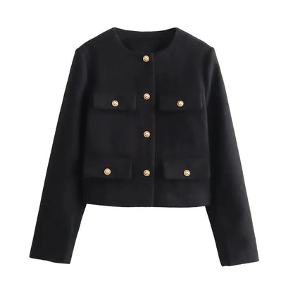 Elegant Cropped Jacket for Women – Perfect for Autumn & Winter