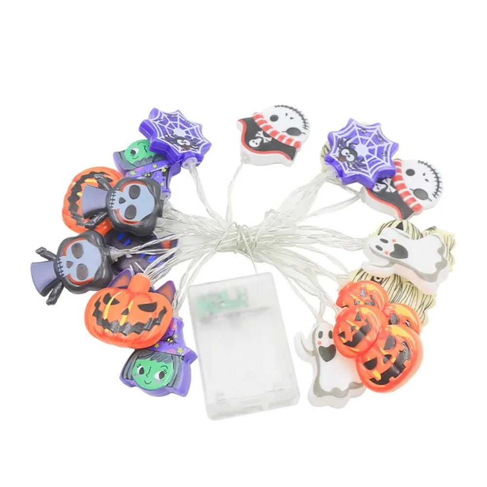 Halloween LED String Lights – Pumpkin, Ghost & Spider Web Decor