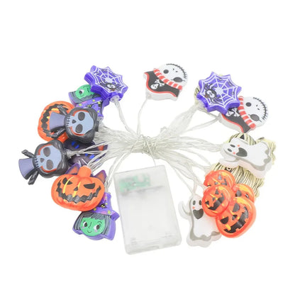Halloween LED String Lights – Pumpkin, Ghost & Spider Web Decor